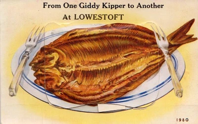 printed  novelty  multi view (  12 )  lowestoft kipper  postcard posted   1960 - Image 1 of 2