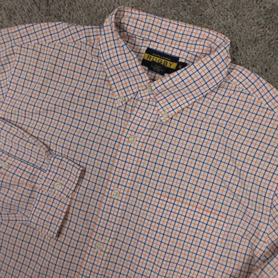 Ralph Lauren Rugby Shirt Mens XL Orange Blue Tattersall Check Cotton Button Up - Изображение 1 из 4