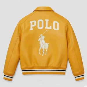 Polo Varsity Lederjacke, Premium Naturrindsleder, gelb - Bild 1 von 3