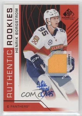 2018 SP Game Used Authentic Rookies Red Jersey Henrik Borgstrom Rookie Auto RC - Image 1 of 2