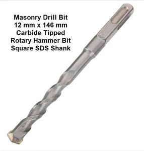 Masonry Drill Bit 12 mm x 146 mm Carbide Tipped Rotary Hammer Bit Square Shank - Picture 1 of 9