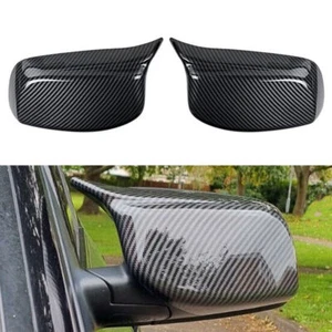 2x Carbon Fiber Side Mirror Cover Caps For 2003-2008 BMW E60 E61 E63 E64 M Style - Picture 1 of 14