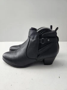Good for the Sole Women's Black Leather Zip up Ankle Boot Shoes UK 8 EU 41 -A151 - Picture 1 of 7