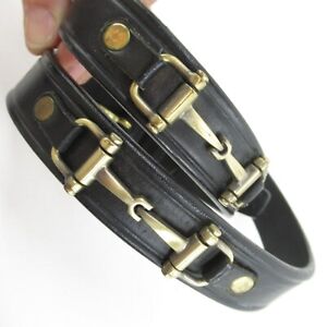 Tory Leather Belt Women 32 Black Horsebit English Briddle Equestrian Brass