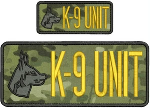 K-9UNIT EMBROIDERY PATCH 4X10 AND 2X5 HOOK ON BACK GOLD ON MULTICAM - Picture 1 of 1