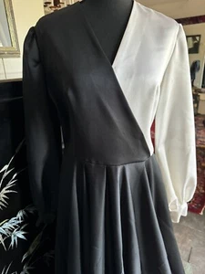 VINTAGE long Hollywood regency Evening gown black and white 1980 - Picture 1 of 10