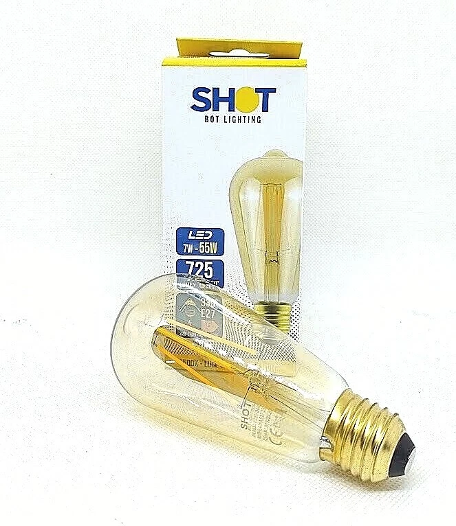 Lampadina SHOT BOT LIGHTING LED E27 Valvola Filamento Vintage 7W Luce Ambrata - Immagine 1 di 1