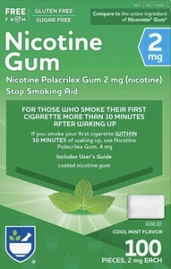 NEW-SHIP24 HR-Rite Aid Nicotine Gum Cool Mint 2 Mg 100 Count Sugar Free Exp 1/26 - Picture 1 of 11