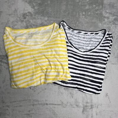 Talbots Stripe Yellow & White & Navy Shirt Linen Blend Lightweight 3X - Lot Of 2 - Image 1 of 4