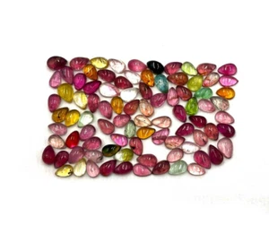 Natural Multi Tourmaline Pear Cabochon Loose Gemstone Lot 42 Pcs 3*5 MM 10 CT - Picture 1 of 5