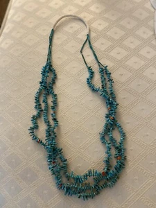 15" Drei Strang Türkis und Koralle Halskette - Bild 1 von 2