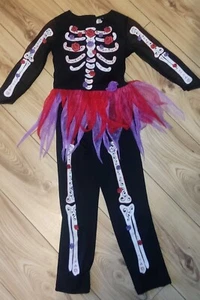 Girls Fancy Dress Skeleton Costume Aged 5-6 - Picture 1 of 5