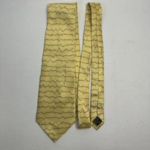 Heart Monitor Waveform EKG Tie Doctor Cardiologist 100% Silk Gold Necktie 58 x 4 - Picture 1 of 7