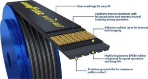 Cinturón serpentino Goodyear Belts 1060870, 6 costillas, 87" longitud 6PK2210 - Imagen 1 de 3