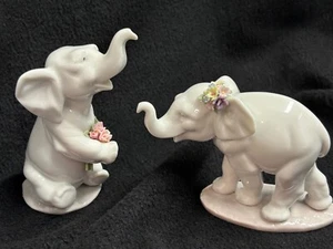 Lladro Figurines Retired #6460"Lucky Strolling" #6462 "Lucky in Love" Elephants - Picture 1 of 10