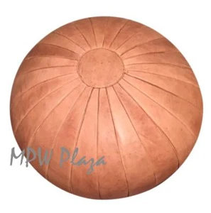 MPW Plaza Pouf, Deco, Sand, Moroccan Leather Ottoman (Stuffed) - Picture 1 of 2