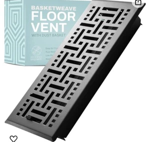Home Intuition Black Basketweave Matte Black 2x12 Floor Register & Mesh Cover - Picture 1 of 3