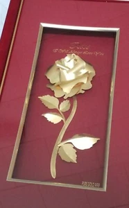 24K/ 999 Pure Gold Leaf Rose Framed "I Will Always Love You" 14x9x2" Wall Art - Picture 1 of 19