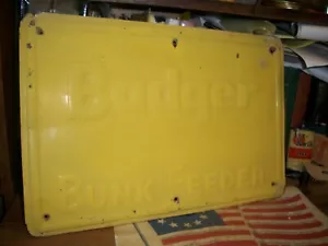 BADGER BUNK FEEDER DAIRY EQUIPMENT METAL Sign Farm ENGINERED EMBOSSED MILKERS - Picture 1 of 5