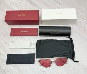 NEW CARTIER CT0155S 003 GOLD RED AUTHENTIC SUNGLASSES FRAME 57-19 - Picture 1 of 10