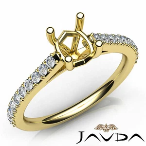 Anillo de compromiso ovalado semi montaje con puntas compartidas de diamantes de oro amarillo de 18 k de 0,3 quilates - Imagen 1 de 12