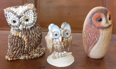 LOT 3 FIGURINES STATUE STATUETTE CHOUETTE / HIBOU - Photo 1/2