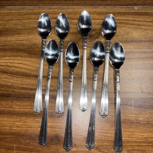 Set Of 8 Orleans CHERIE Iced Teaspoons Stainless Japan Flatware 7 1/4" - Picture 1 of 3