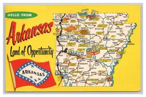 Hello From Arkansas Land Of Opportunity Map Postcard c1972 Postmark - Picture 1 of 5