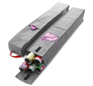 2x Grey Christmas Gift Wrap & Storage Bag Bundle - Perfect for Holiday Gift - Picture 1 of 12