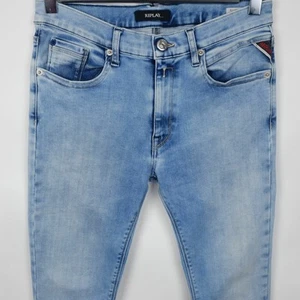 REPLAY SUPER SLIM SB9048 BLUE BLEACHED STRETCH BOY DENIM KID 14 / W28 L32 JEANS - Picture 1 of 9