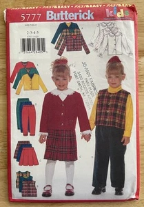 BUTTERICK 5777 GIRLS JACKET VEST SKIRT PANTS & BLOUSE PATTERN SIZE 2 3 4 5 - Picture 1 of 4