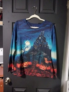 Top blusa Gloria Vanderbilt Halloween L vacanze 31 ottobre autunno manica lunga - Foto 1 di 4