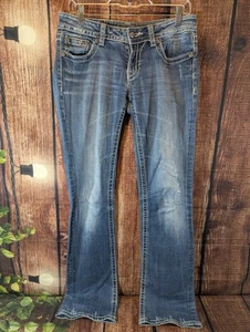 Miss Me Damen Jeans blau Medium Wash Taschen Bootcut Bein Denim Größe 28 - Bild 1 von 8