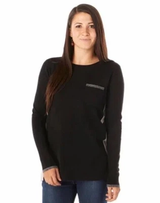 Suéter Smartwool Mujer Talla S Manga Larga Lana Merino Top Negro Gris Elástico Foto 1 de 4