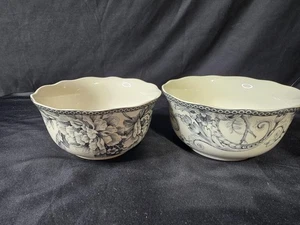 222 Fifth Adelaide Grey Soup Cereal Bowls Set of 2 - 5 5/8 " - Picture 1 of 3