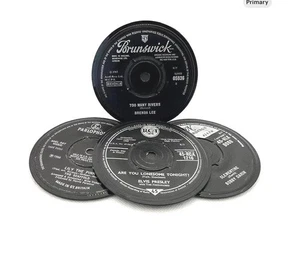 Classic 1960s Quality Handcrafted Vinyl Record Coasters, Retro Music, Set Of 4 - Picture 1 of 5