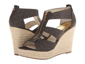 Sandalias Michael Kors Mujer Cuña Marrón Firma Talla 9.5 B Plataforma Damita Nuevas - Imagen 1 de 3