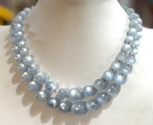 Vintage Richelieu Light Blue Moonglow Multi Strand Layer Silver Tone Necklace - Picture 1 of 5