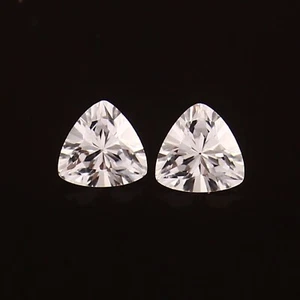 5x5 MM - Natural Ceylon White Sapphire Loose Trillion Gemstone Cut Matched Pair - Picture 1 of 4