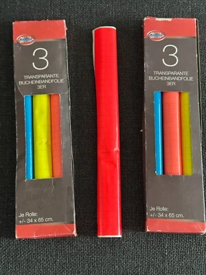 Bucheinbandfolie Heftumschlag selbstklebend 6x Rollen je ca. 34x65 cm - bunt - Bild 1 von 4