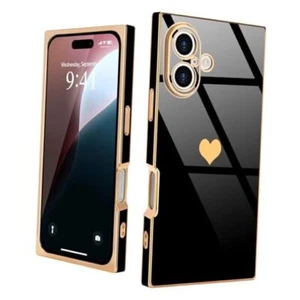 for Case Rectangle for Women Girls Cute Love Heart Pattern iPhone 16 Black - Picture 1 of 8