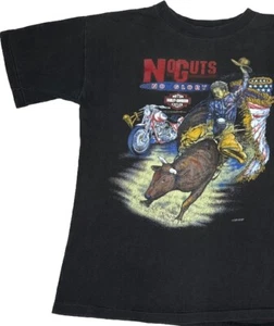 VTG Single Stitch Harley Davidson T Shirt Men M Bull riding No Guts Fun Wear USA - Picture 1 of 10