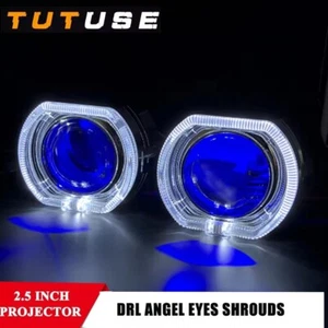2PCS 2.5"  Mini Bixenon Projector Lens  Angel Eyes Conversion Kit For H1 Bulbs - Picture 1 of 12