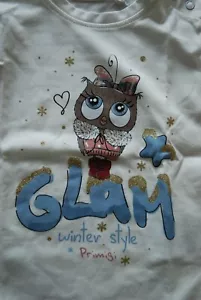 T-shirt manica lunga PRIMIGI bambina simpatica gufo glamour stile invernale 12M - Foto 1 di 4
