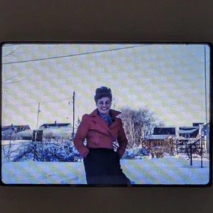Vintage Kodachrome Slides Beautiful Woman Posing In The Snow 1961 Snowstorm NJ - Picture 1 of 13