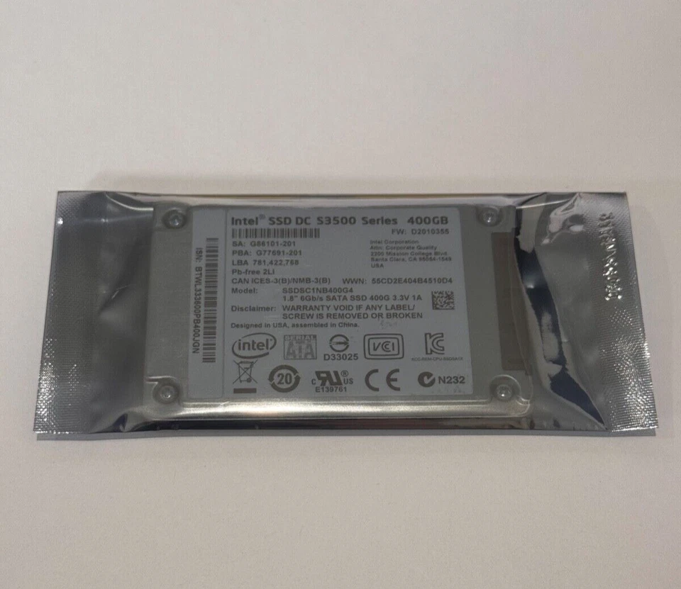 Intel DC S3500 SERIES 400GB 1.8" SSDSC1NB400G4 SATA Solid State Hard Drive - Image 1 of 2