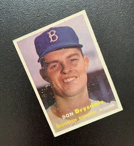 1957 TOPPS Don Drysdale Brooklyn Dodgers #18 Baseball Card - Picture 1 of 3