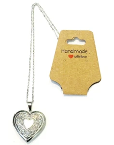 Beautiful Silver Chain Necklace w/ Heart Locket & Photo Frame - Picture 1 of 4