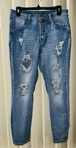 Women’s Size 12 Rue21 Distressed 5 Button Fly Jeans - Picture 1 of 5