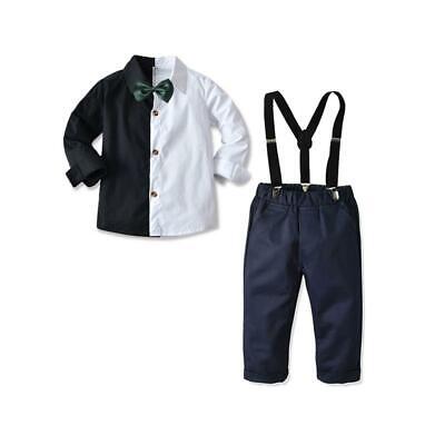 Ragazzi Tuta Bambini Papillon Nero E Bianco Cucito Cinturino Camicia Pantaloni Tuta • 22.31€